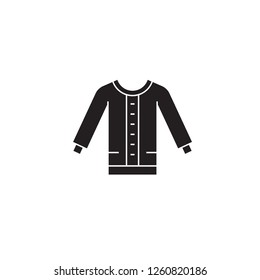 Women sweater black vector concept icon. Women sweater flat illustration, sign