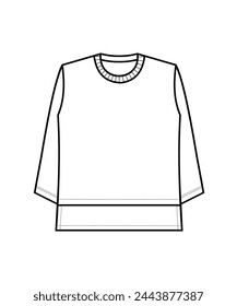 Women sweater size chart. Vector outline icon isolated on white background.