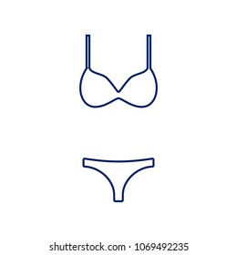 Women swimsuit sign. Vector. Flat style black icon on white.