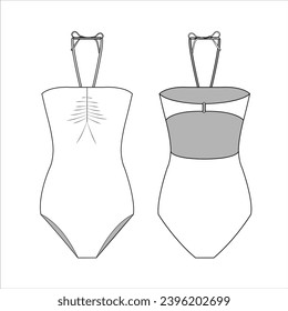 Women swimsuit, swimwear vector template