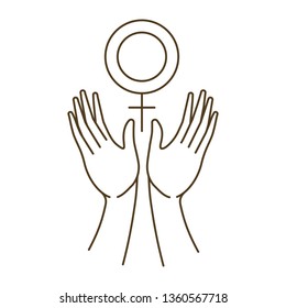 women symbol with hands avatar character