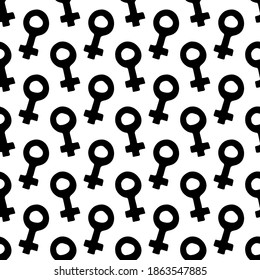 women symbol seamless pattern. sketch hand drawn doodle. vector scandinavian monochrome minimalism. venus mirror background. feminism.