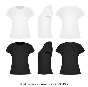 Women t shirt set. black and white. vector illustration