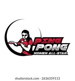 Women Table Tennis Logo Design Vector