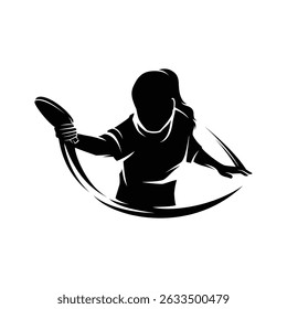 Women Table Tennis Silhouette Logo Design Vector