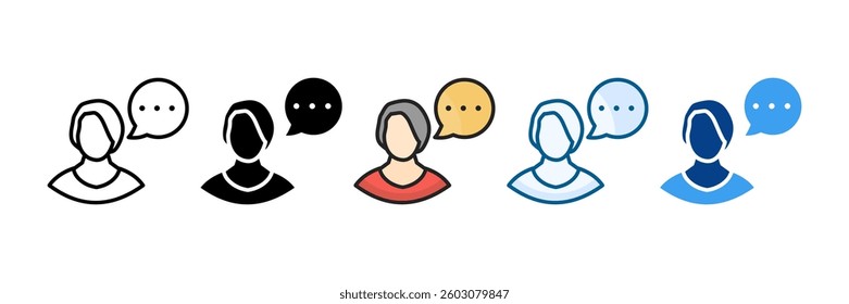 Women Talk Icon Set Multiple Style Collection