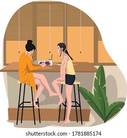 Women are talking in dining room enjoying the evening together