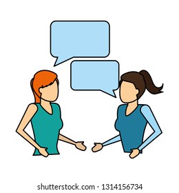 women talking speech bubble