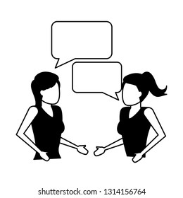 women talking speech bubble