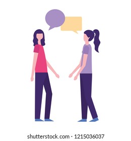 women talking speech bubble conversation