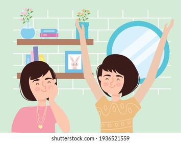 Women talking and staying home