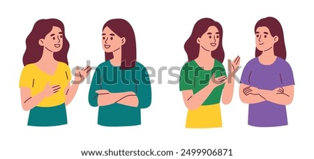 Women are Talking. Two Women Having Discussion and Conversation.