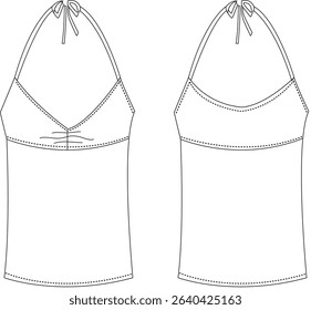 Women Tank Top Fashion With Rope Vector Illustrations