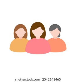Women target icon. Female focus group. Research audience, strategy, marketing, networking concept. Flat vector people character design isolated illustration.