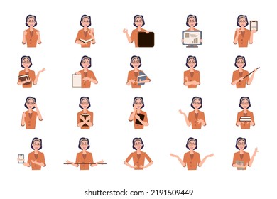 Women Teacher Character Set Vector Illustration Study, Classroom, School Vector