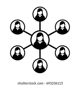 Women Team Icon Vector - Group of People Network and Connected Business Person 
Symbol in Glyph Pictogram illustration