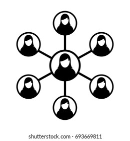 Women Team Icon Vector - Group of People Network and Connected Business Person 
Symbol in Glyph Pictogram illustration 