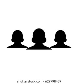 Women Team Icon - Vector User Group of People for Business Management Persons Avatar Symbol in Glyph Pictogram illustration