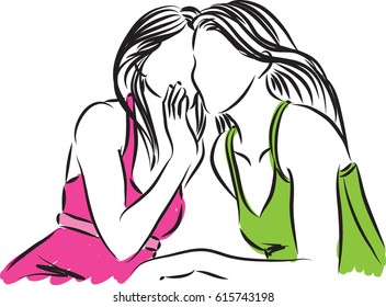 women telling secret vector illustration