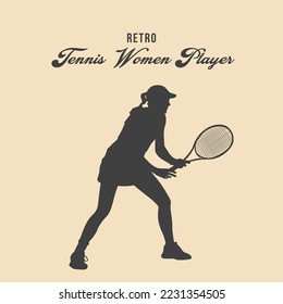 Women Tennis Player Silhouette Vektor