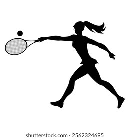 Women Tennis Player Silhouettes Dynamic Sports Action