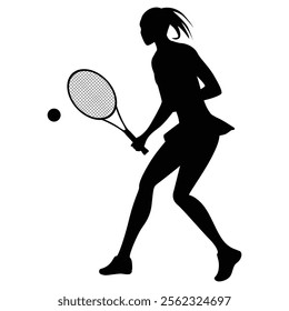 Women Tennis Player Silhouettes Dynamic Sports Action