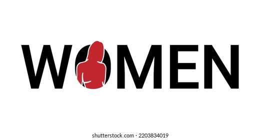 women. text typography, simple silhouette