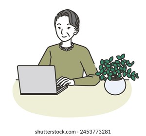 Women in their 60s and 70s using computers