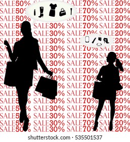 women think about shopping silhouettes - vector
