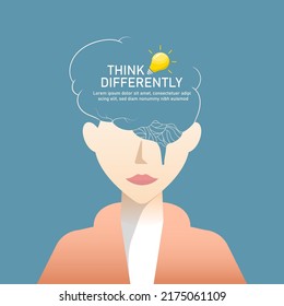 Women think differently design, Digital marketing illustration.