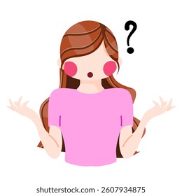 Women thinking or confused expression illustration