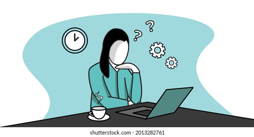 Las Mujeres Pensando Mientras Trabajan Ilustración