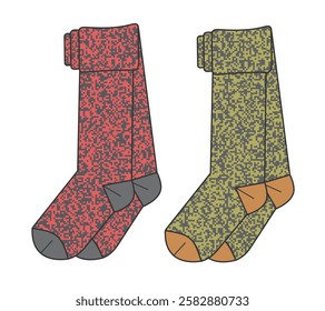 Women tights socks vector design technical flat drawing by adobe illustrator.