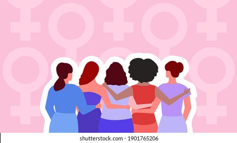 Women together. Feminism, sisterhood. Womens day Poster.