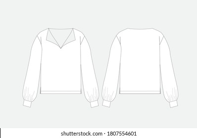 women top and shirts technical drawing format