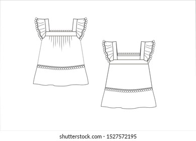 Women top,t-shirt, blouse with braided details in vector set