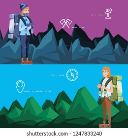 women tourists in camping zone