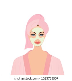 Women with towel and face mask, vector