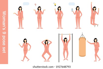 Women in training wear, pose set