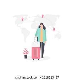 women travel holiday flat illustration concept