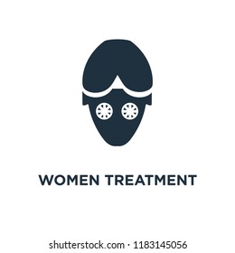 Women Treatment icon. Black filled vector illustration. Women Treatment symbol on white background. Can be used in web and mobile.