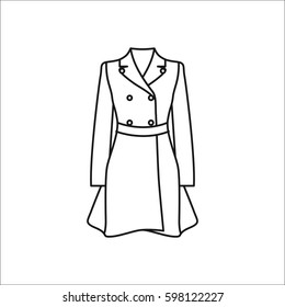 Women trench coat symbol simple line icon on background