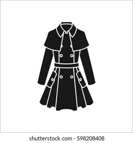 Women trench coat symbol simple silhouette icon on background