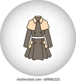 Women trench coat symbol simple flat icon on background