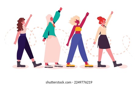 women in trendy clothes doing physical jerks generation Z lifestyle concept new modern demography trend
