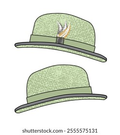 Women trilby hat vector design mockup template.