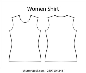 Women T-shirt cad mockup. Vector illustration.