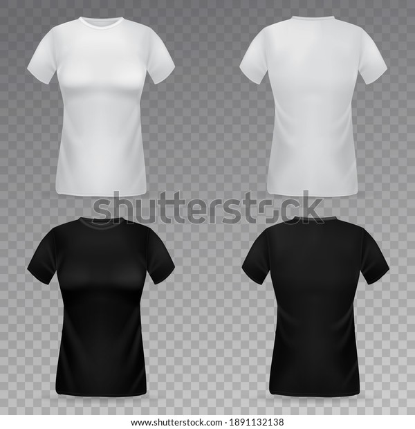 Women Tshirt Mockup Realistic Black White Stock Vector Royalty Free 1891132138