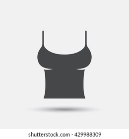 Women T-shirt sign icon. Intimates and sleeps symbol. Flat women t-shirt web icon on white background. Vector