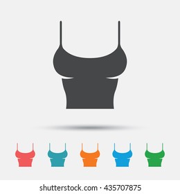 Women T-shirt sign icon. Intimates and sleeps symbol. Graphic element on white background. Colour clean flat women t-shirt icons. Vector